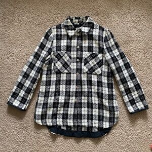 Zara Black &‎ White Textured Plaid overcoat Shacket size Small